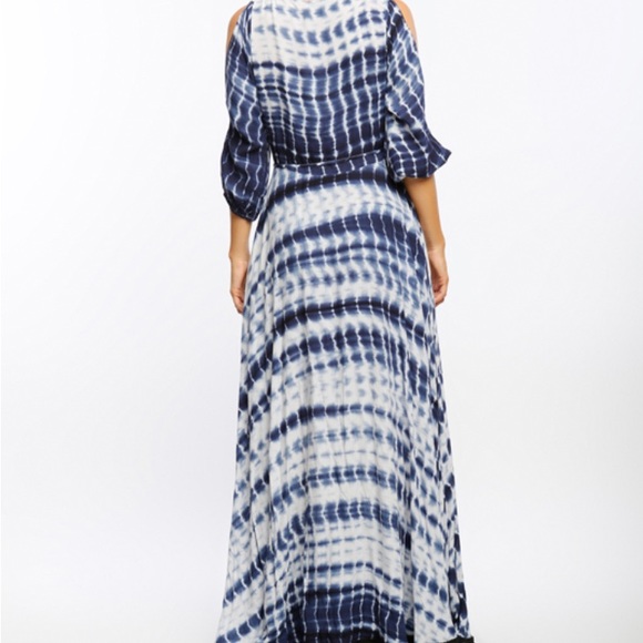 LINE & DOT NWT FRENCH BLUE TIE-DYE MAXI COVER UP - Picture 2 of 10